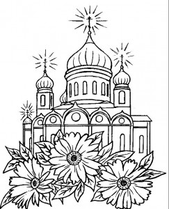 храм и цветы